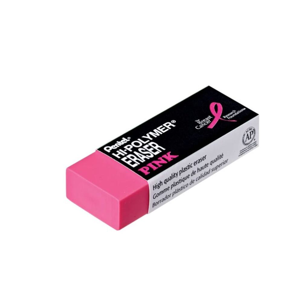 NEW! Pentel ZEH-10BC Hi-Polymer Eraser, Large Pink-‎ 24 pk